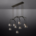 Hemisphere Delicate Crystal Linear Chandelier 54"