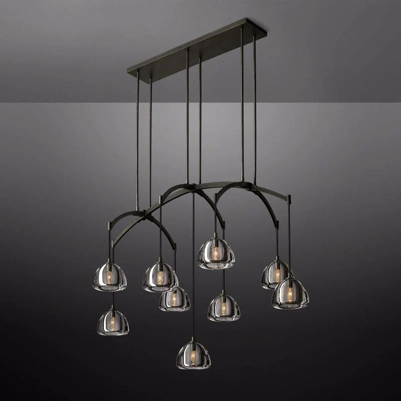 Hemisphere Delicate Crystal Linear Chandelier 54"