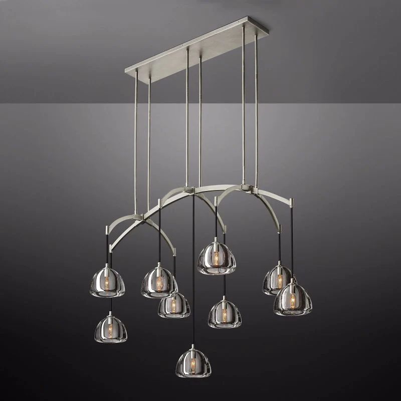 Hemisphere Delicate Crystal Linear Chandelier 54"