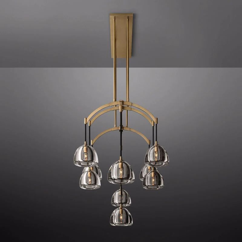Hemisphere Delicate Crystal Linear Chandelier 54"