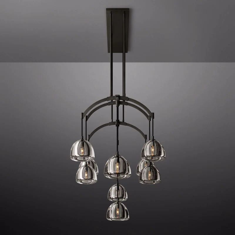 Hemisphere Delicate Crystal Linear Chandelier 54"