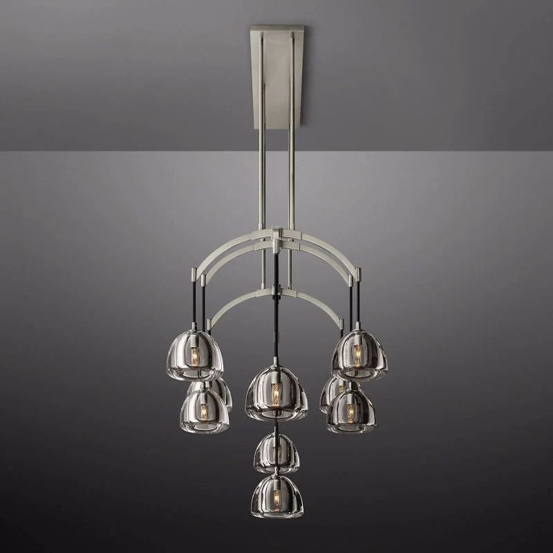 Hemisphere Delicate Crystal Linear Chandelier 54"