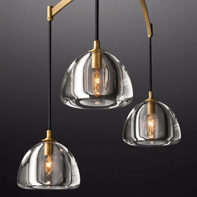 Hemisphere Delicate Crystal Linear Chandelier 54"