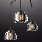 Hemisphere Delicate Crystal Linear Chandelier 54"