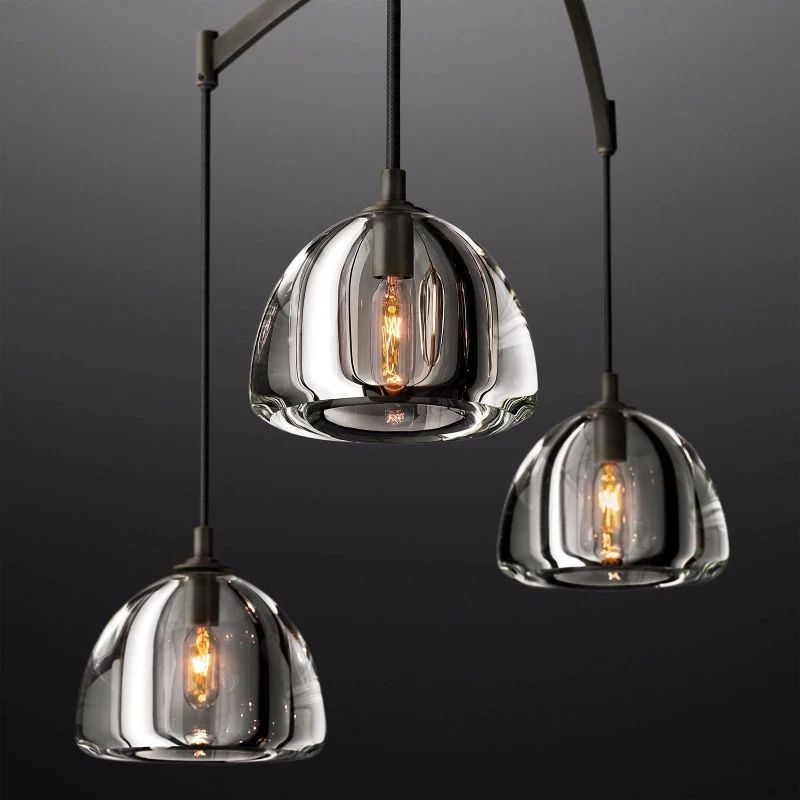 Hemisphere Delicate Crystal Linear Chandelier 54"