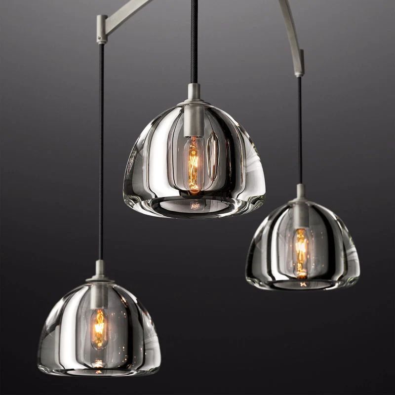 Hemisphere Delicate Crystal Linear Chandelier 54"