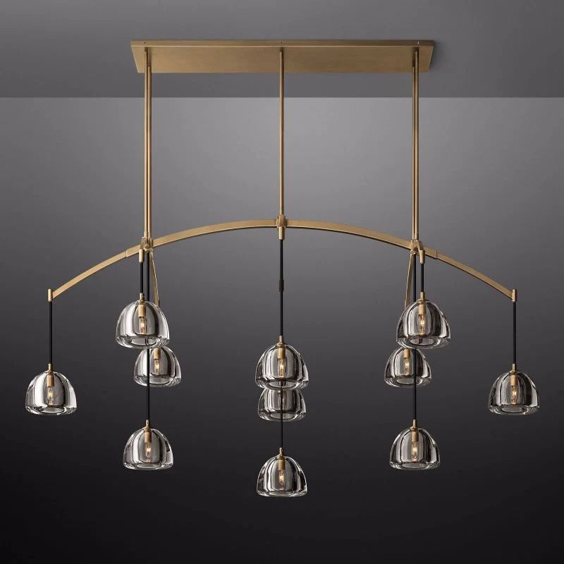 Hemisphere Delicate Crystal Linear Chandelier 72"