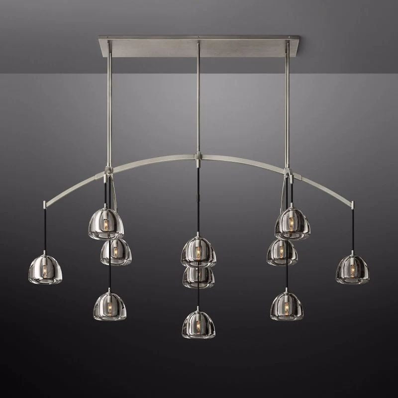 Hemisphere Delicate Crystal Linear Chandelier 72"