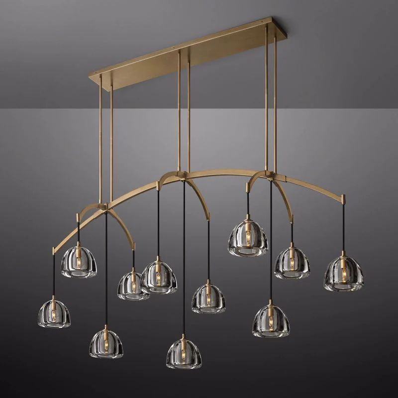 Hemisphere Delicate Crystal Linear Chandelier 72"