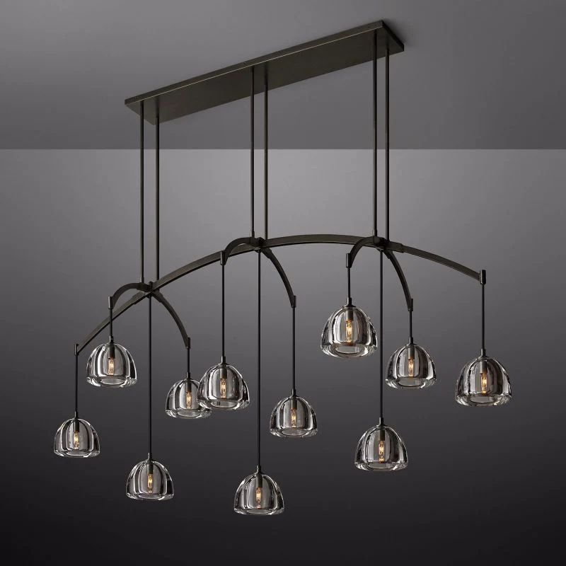 Hemisphere Delicate Crystal Linear Chandelier 72"