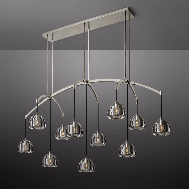 Hemisphere Delicate Crystal Linear Chandelier 72"
