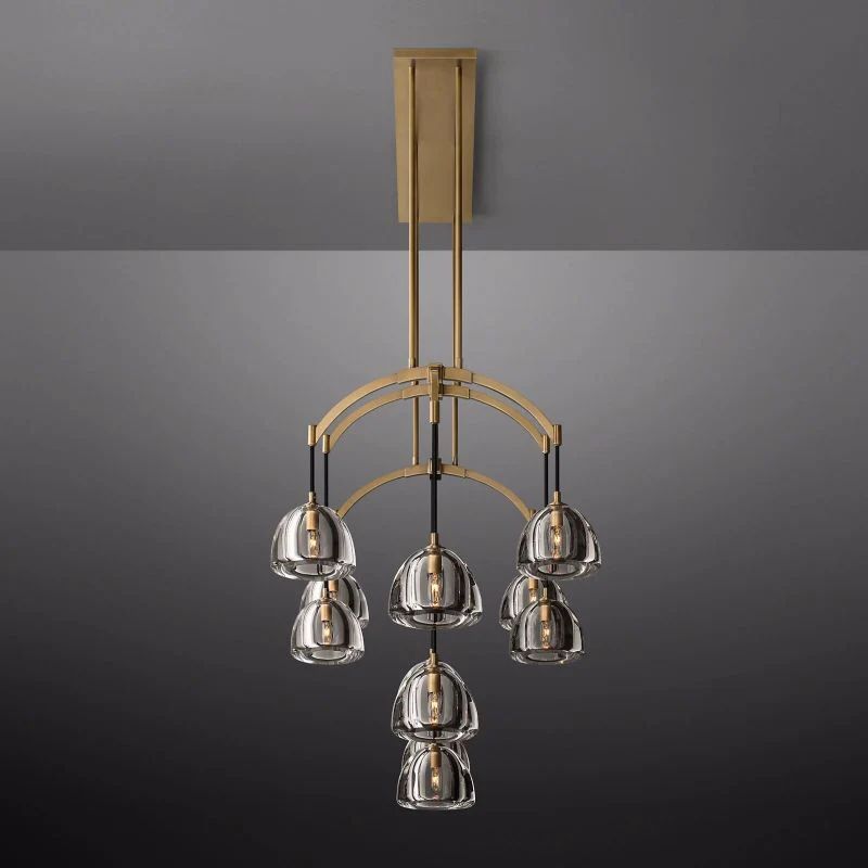 Hemisphere Delicate Crystal Linear Chandelier 72"