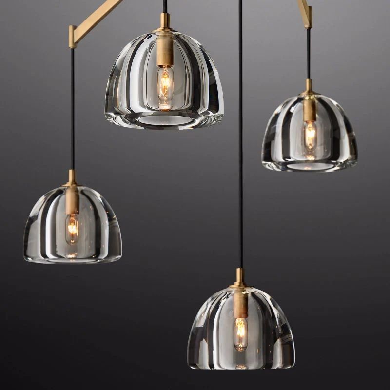 Hemisphere Delicate Crystal Linear Chandelier 72"