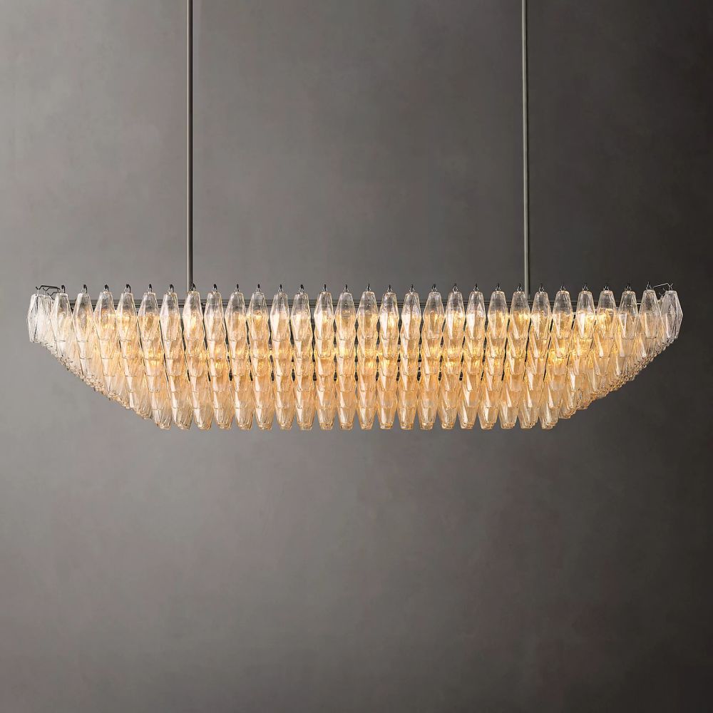 Chiara Murano Glass Tiered Rectangular Chandelier 74"