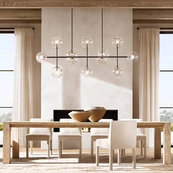 Lucelle Glass Globe Linear Chandelier 58"