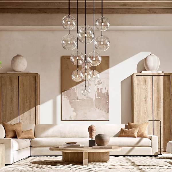 Lucelle Glass Globe Cluster Chandelier 44"