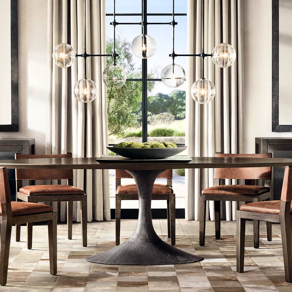 Lucelle Glass Globe Linear Chandelier 60"