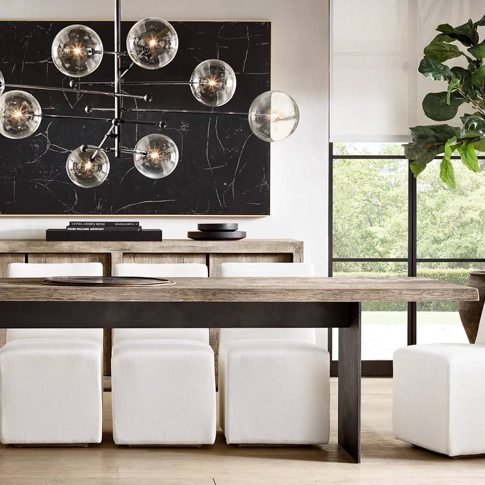 Lucelle Glass Globe Six-Arm Chandelier 40"