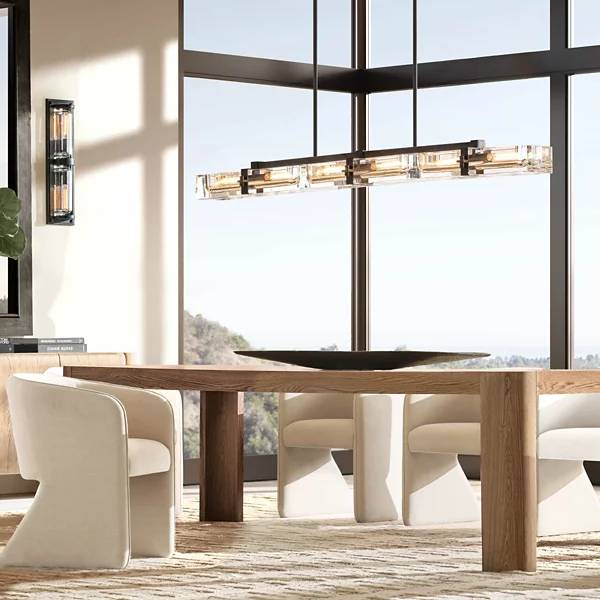 Savile Crystal Block Linear Chandelier 72"