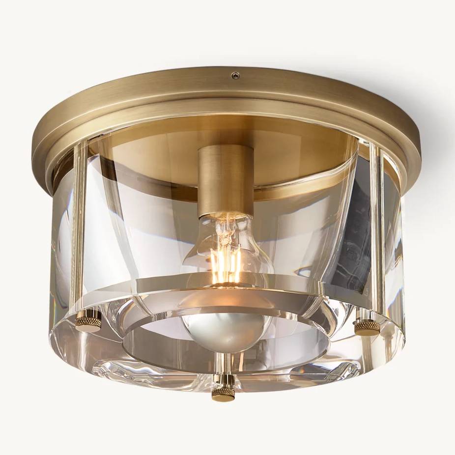 Savile Crystal Block Round Flush Mount
