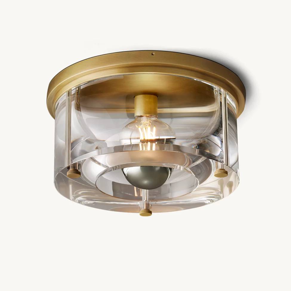 Savile Crystal Block Round Flush Mount