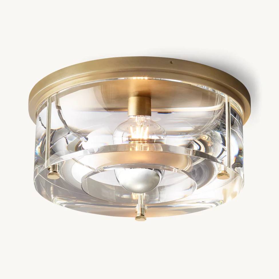 Savile Crystal Block Round Flush Mount