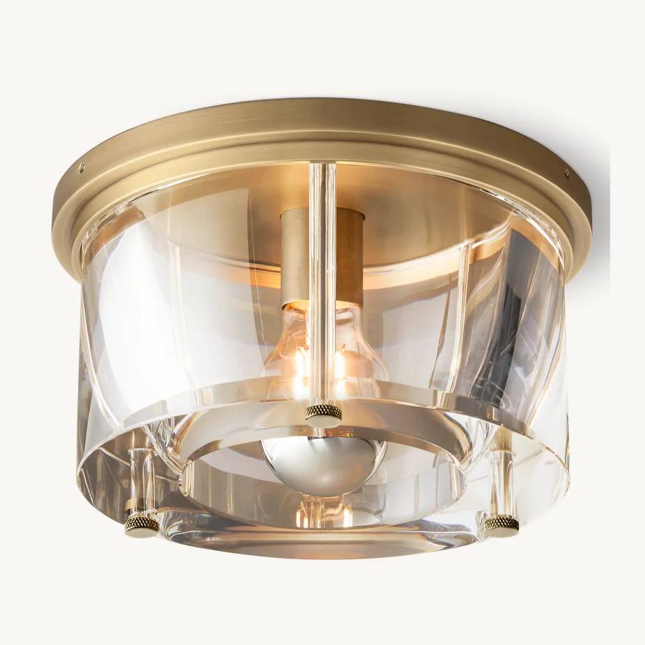 Savile Crystal Block Round Flush Mount