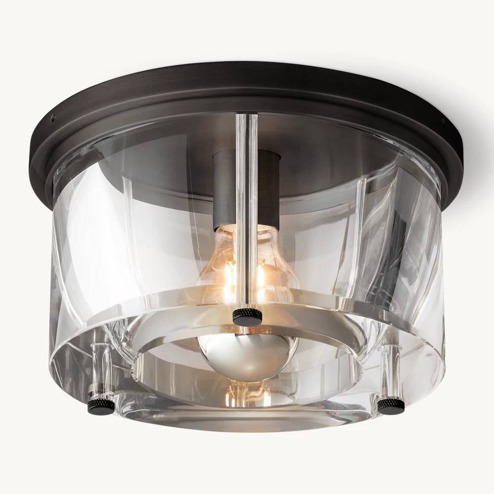 Savile Crystal Block Round Flush Mount