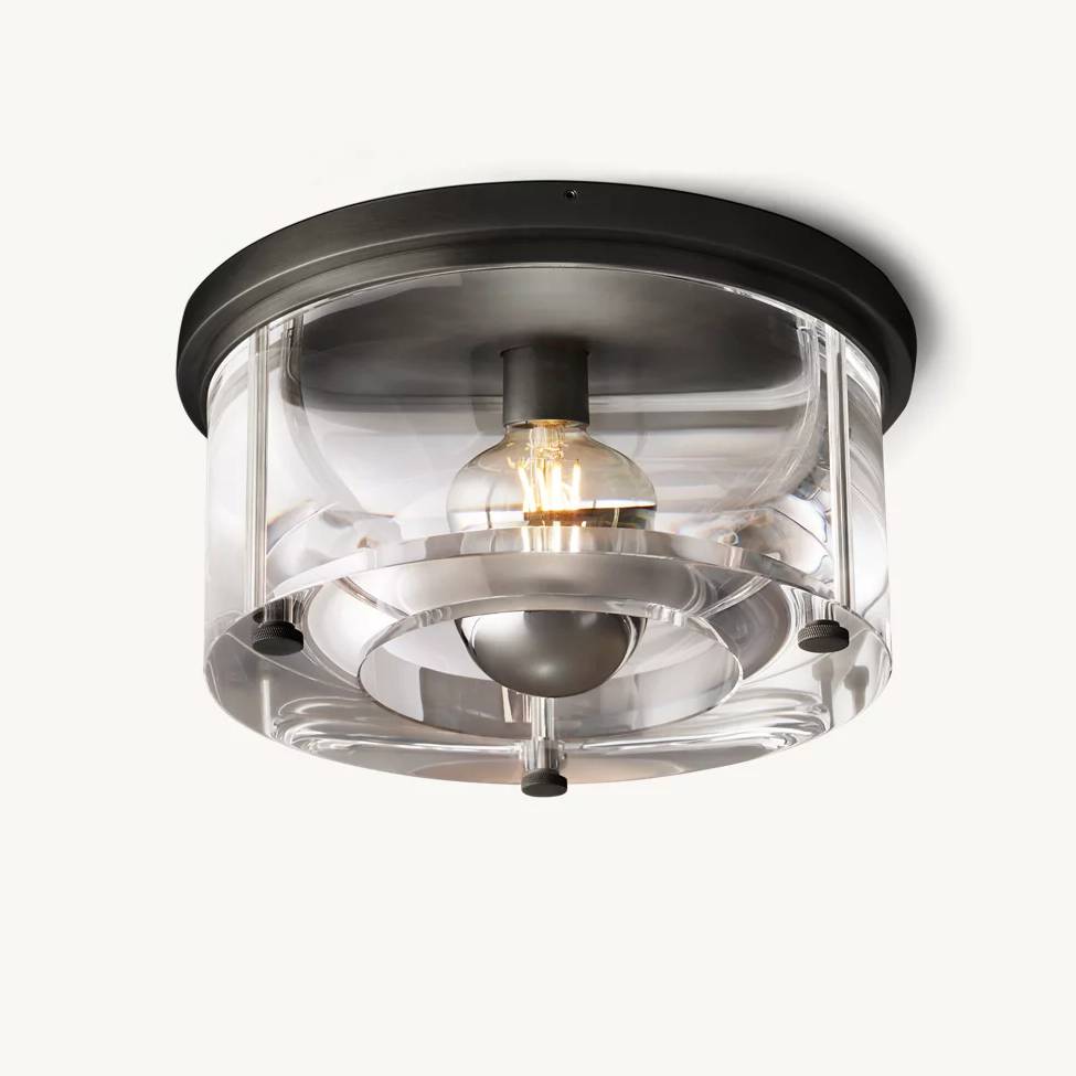 Savile Crystal Block Round Flush Mount