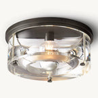 Savile Crystal Block Round Flush Mount