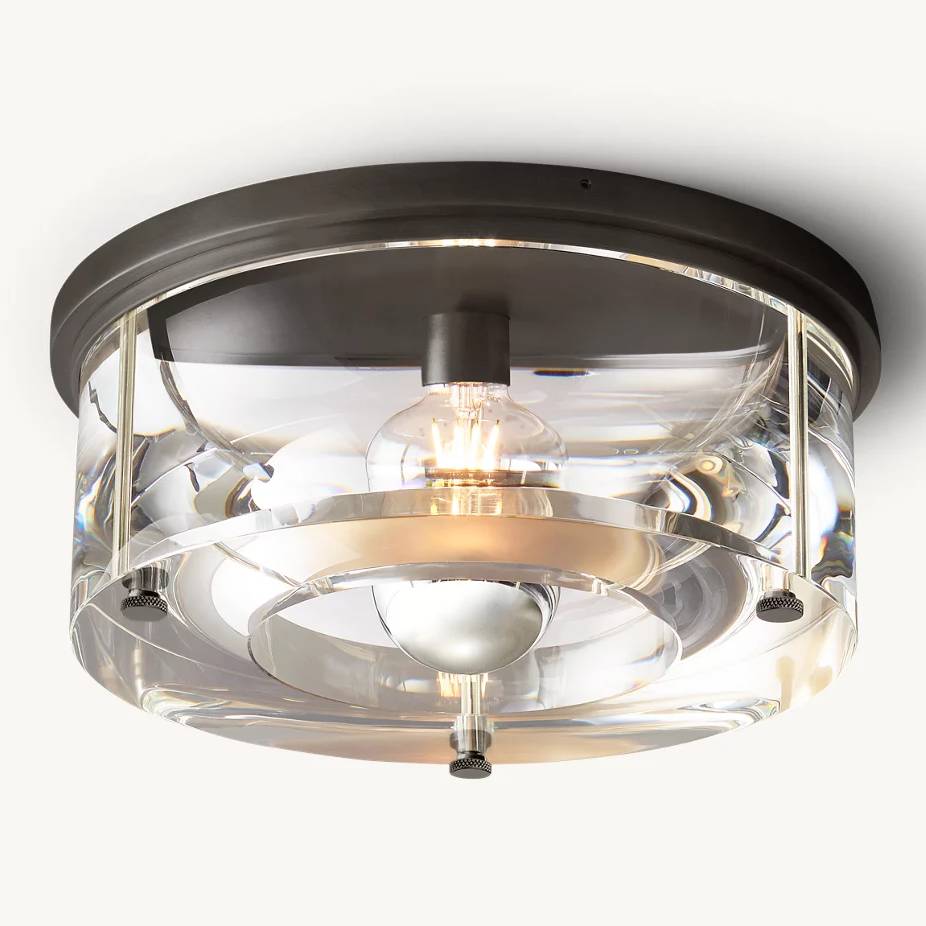 Savile Crystal Block Round Flush Mount