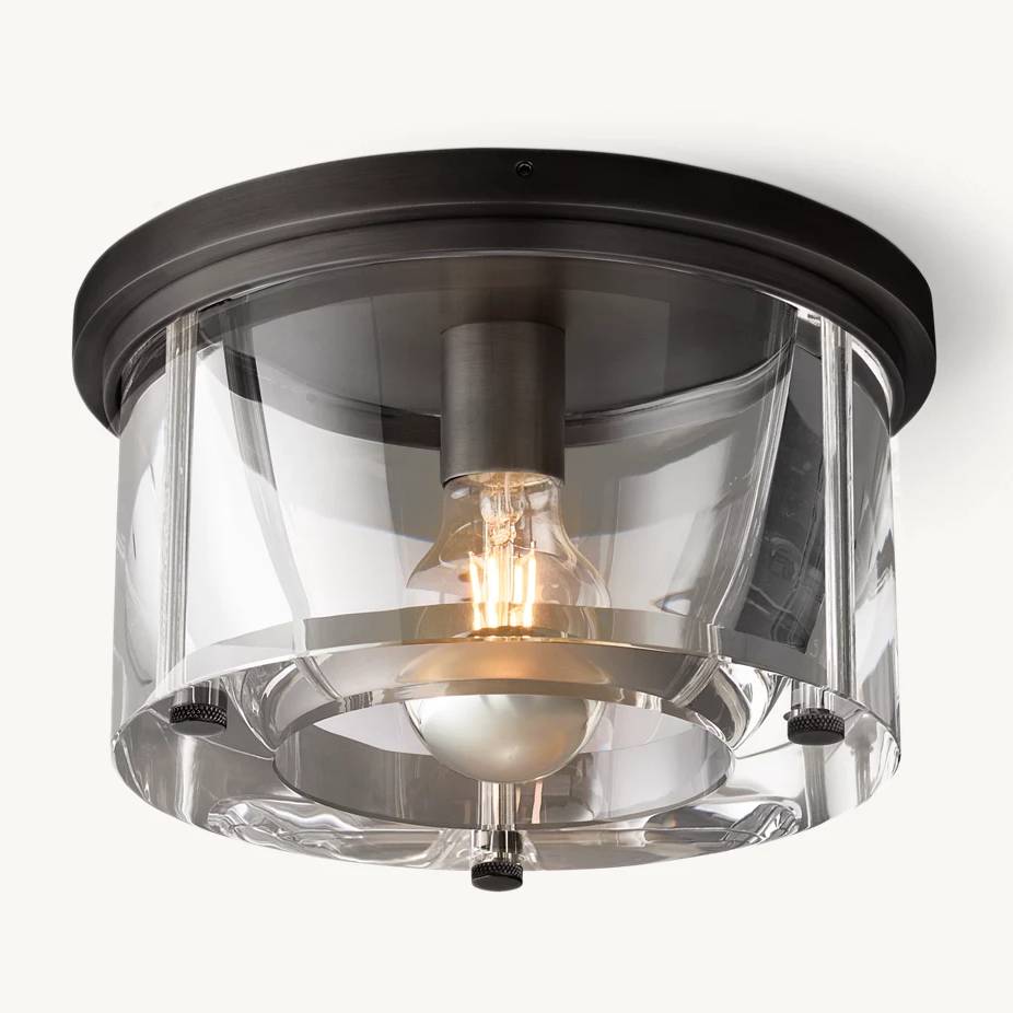 Savile Crystal Block Round Flush Mount