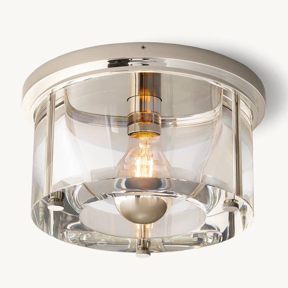 Savile Crystal Block Round Flush Mount