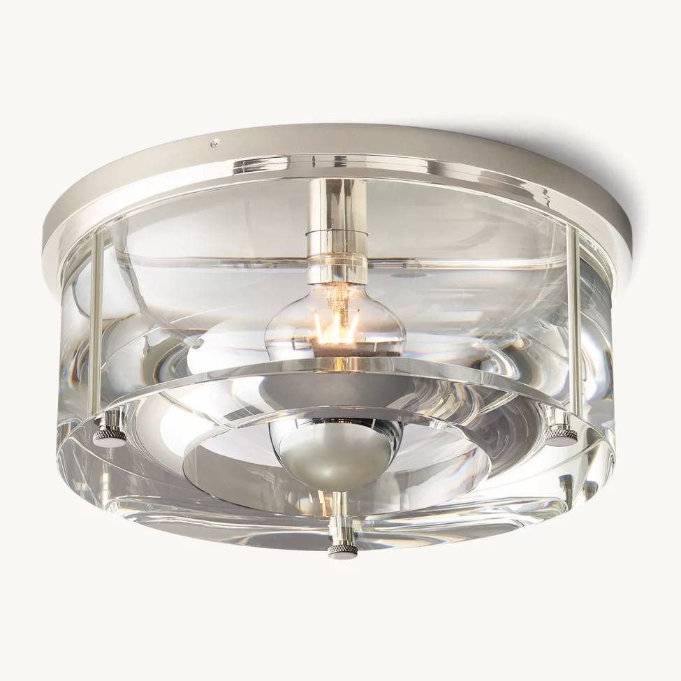 Savile Crystal Block Round Flush Mount