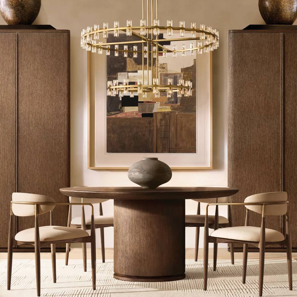 Arcachon Hexagon Crystal Two-Tier Round Chandelier 60"
