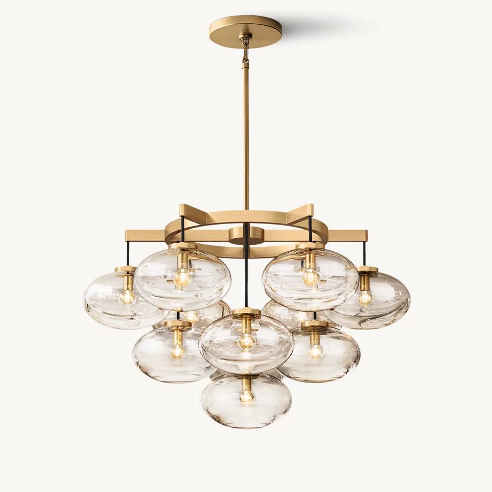 Cabrette Float Glass Round Chandelier 36"