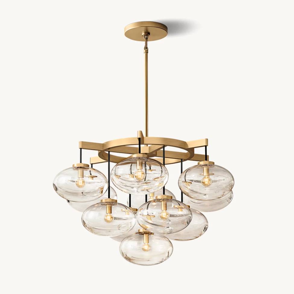 Cabrette Float Glass Round Chandelier 36"