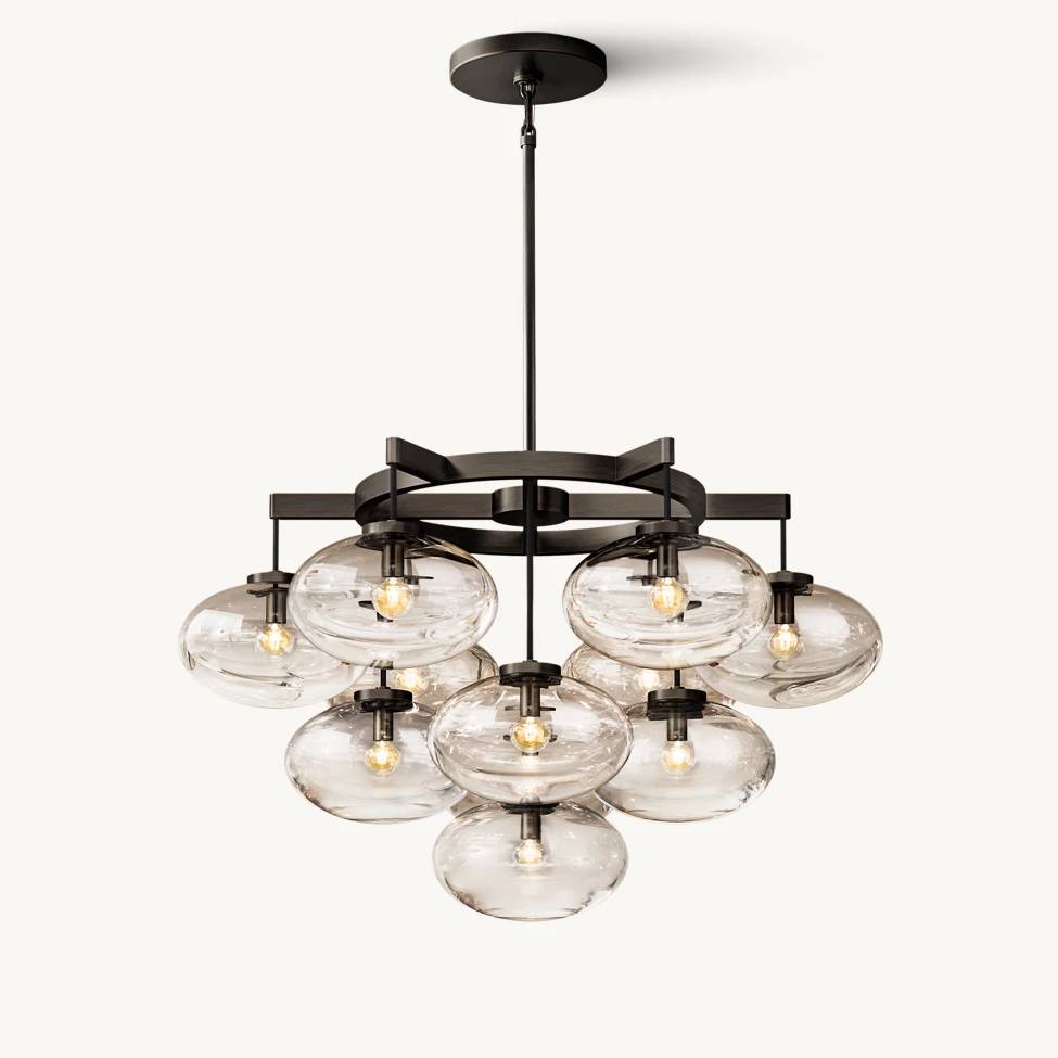 Cabrette Float Glass Round Chandelier 36"