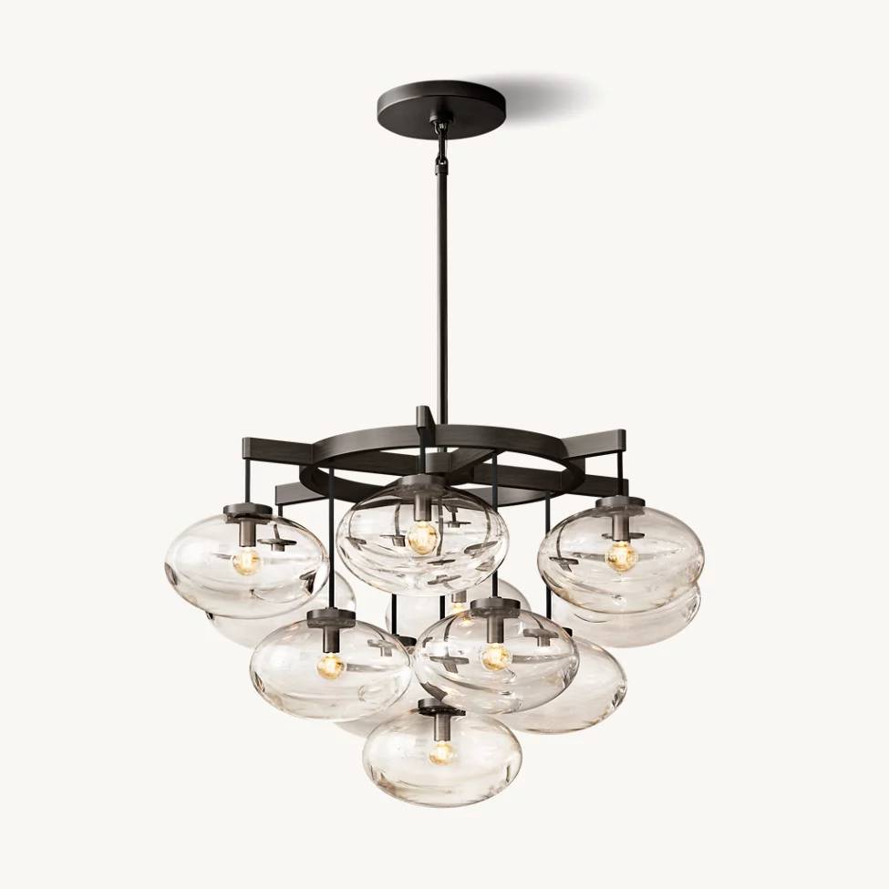 Cabrette Float Glass Round Chandelier 36"