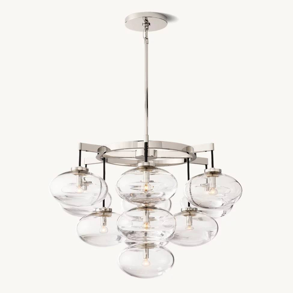 Cabrette Float Glass Round Chandelier 36"