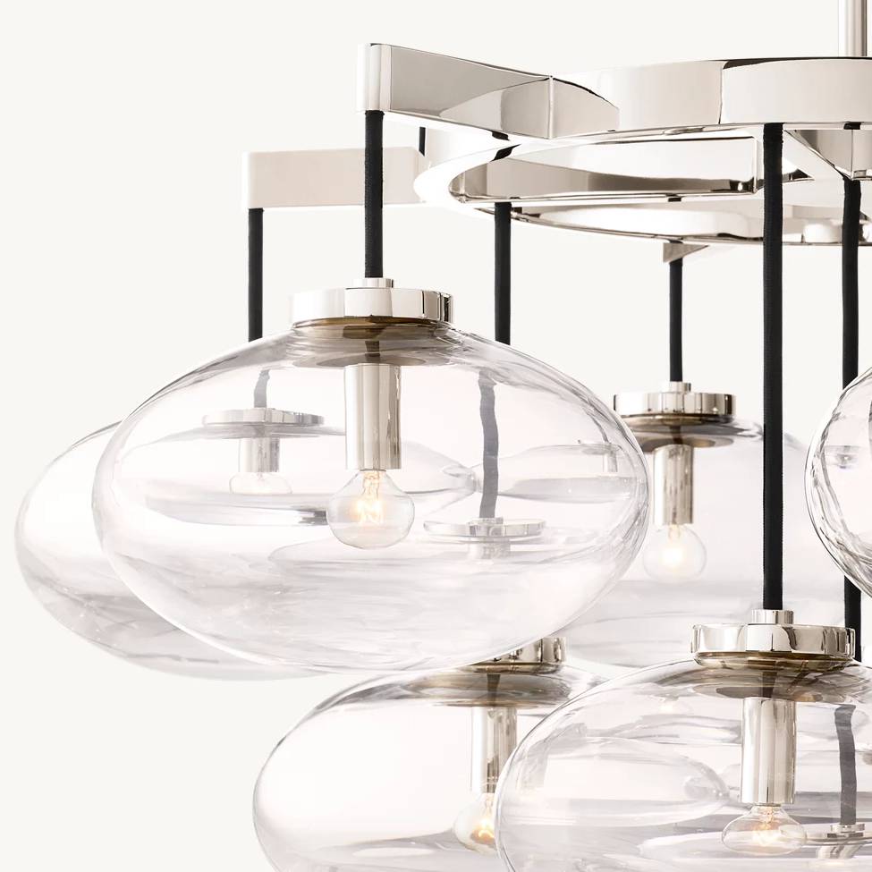 Cabrette Float Glass Round Chandelier 36"