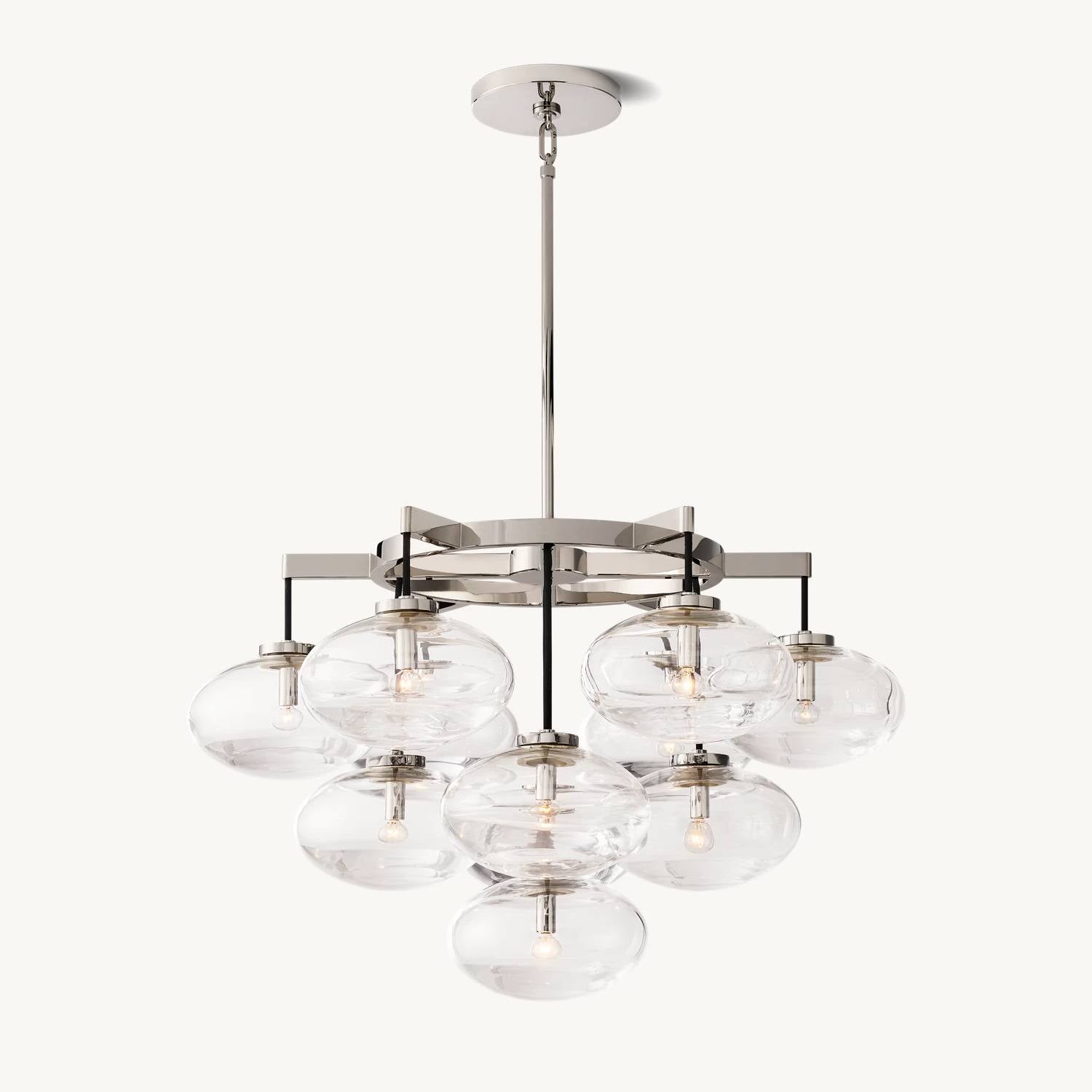 Cabrette Float Glass Round Chandelier 36"