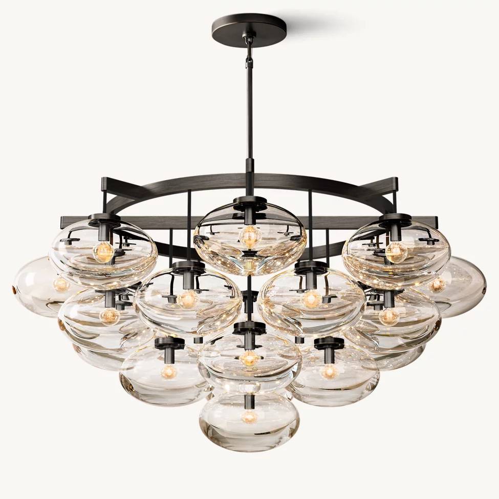 Cabrette Float Glass Round Chandelier 48"