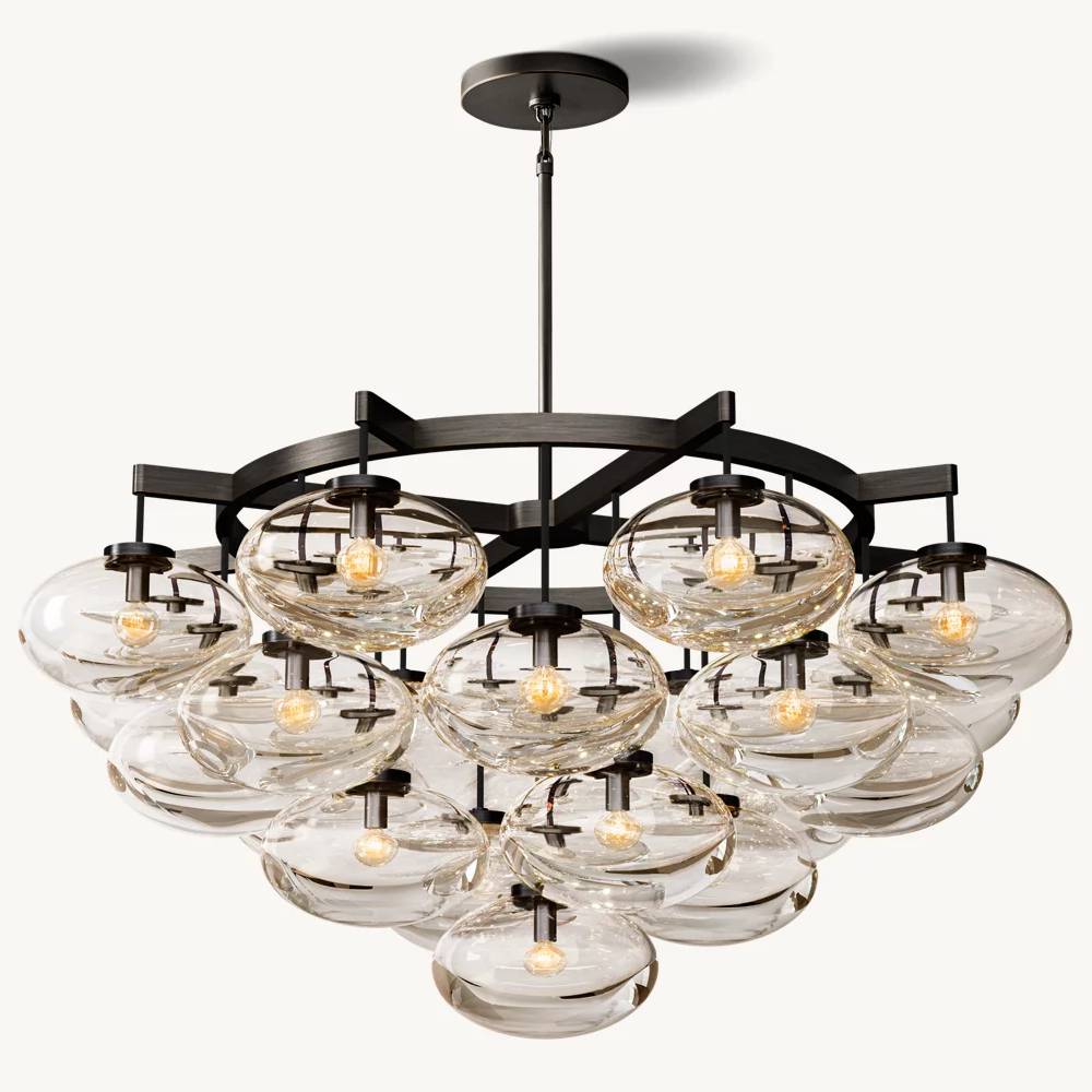 Cabrette Float Glass Round Chandelier 48"
