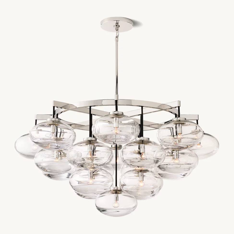 Cabrette Float Glass Round Chandelier 48"