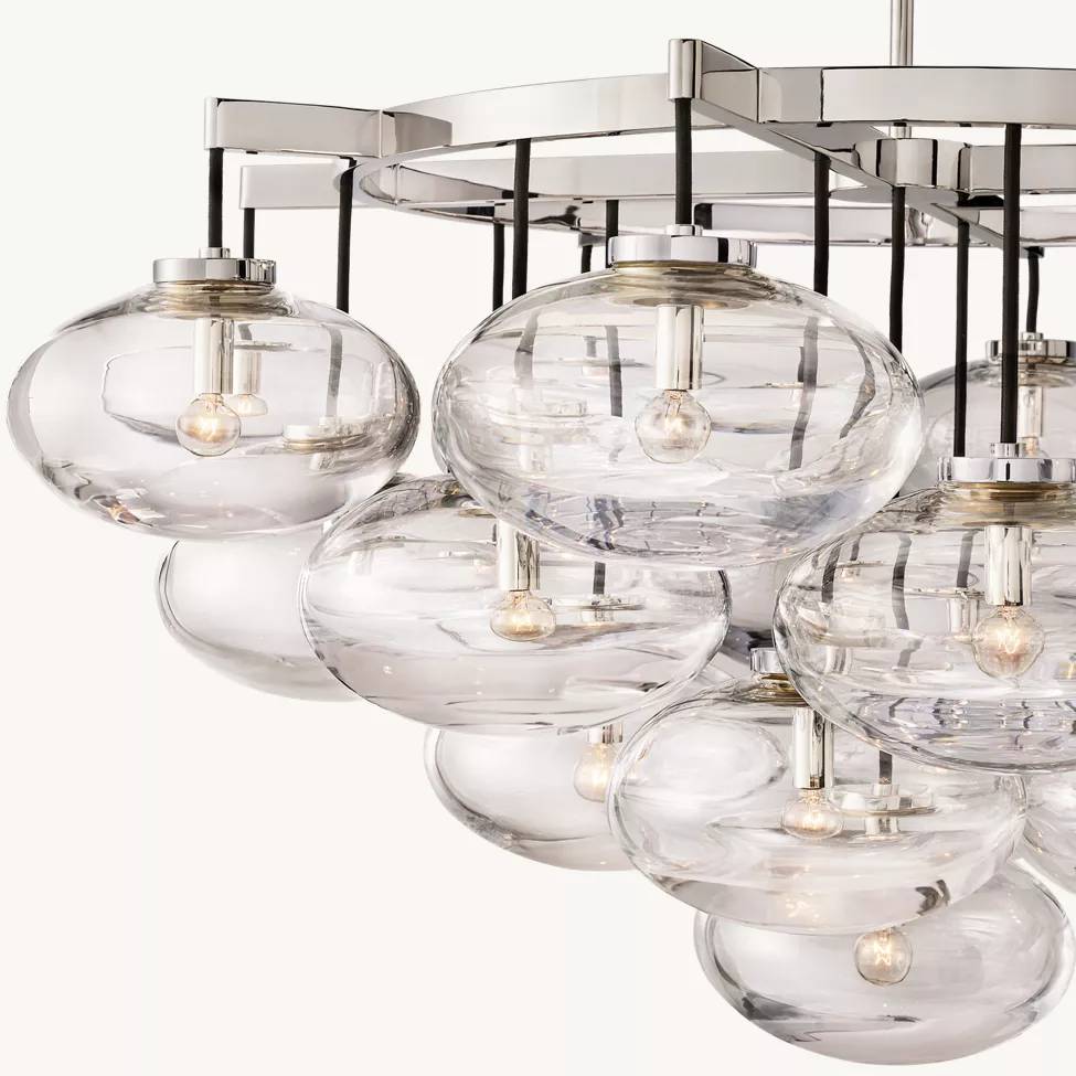 Cabrette Float Glass Round Chandelier 48"