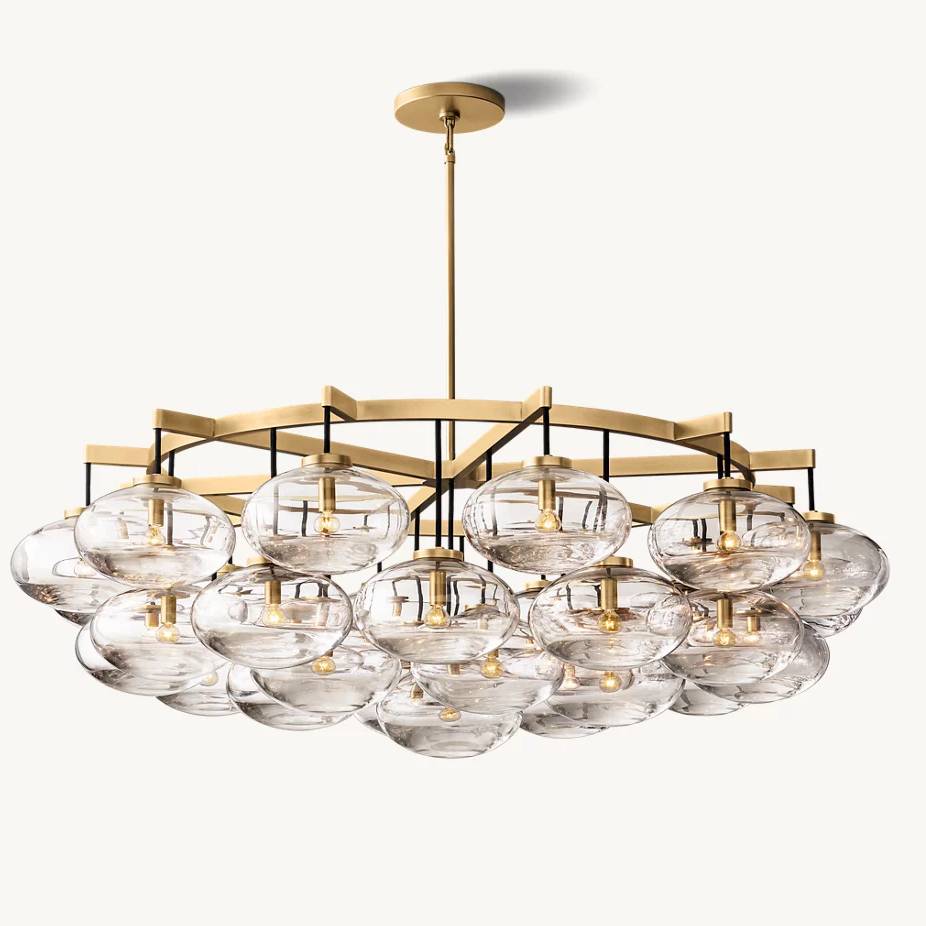 Cabrette Float Glass Round Chandelier 60"