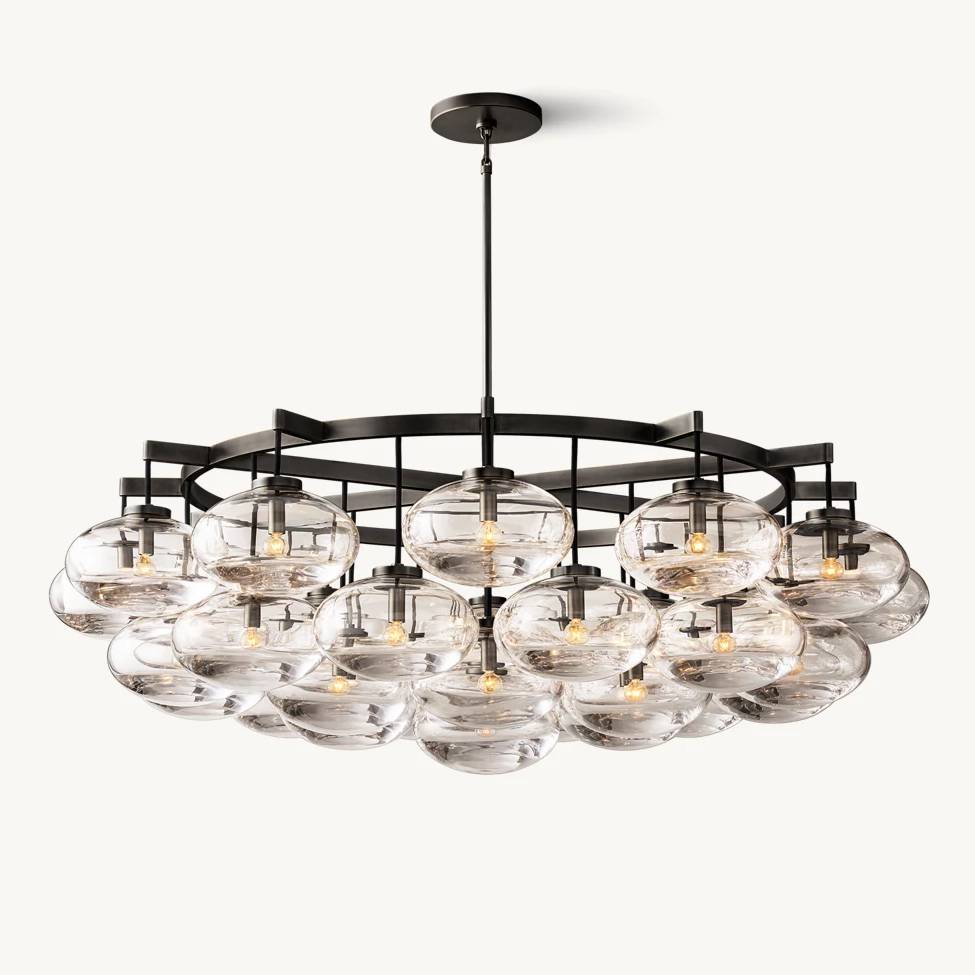 Cabrette Float Glass Round Chandelier 60"