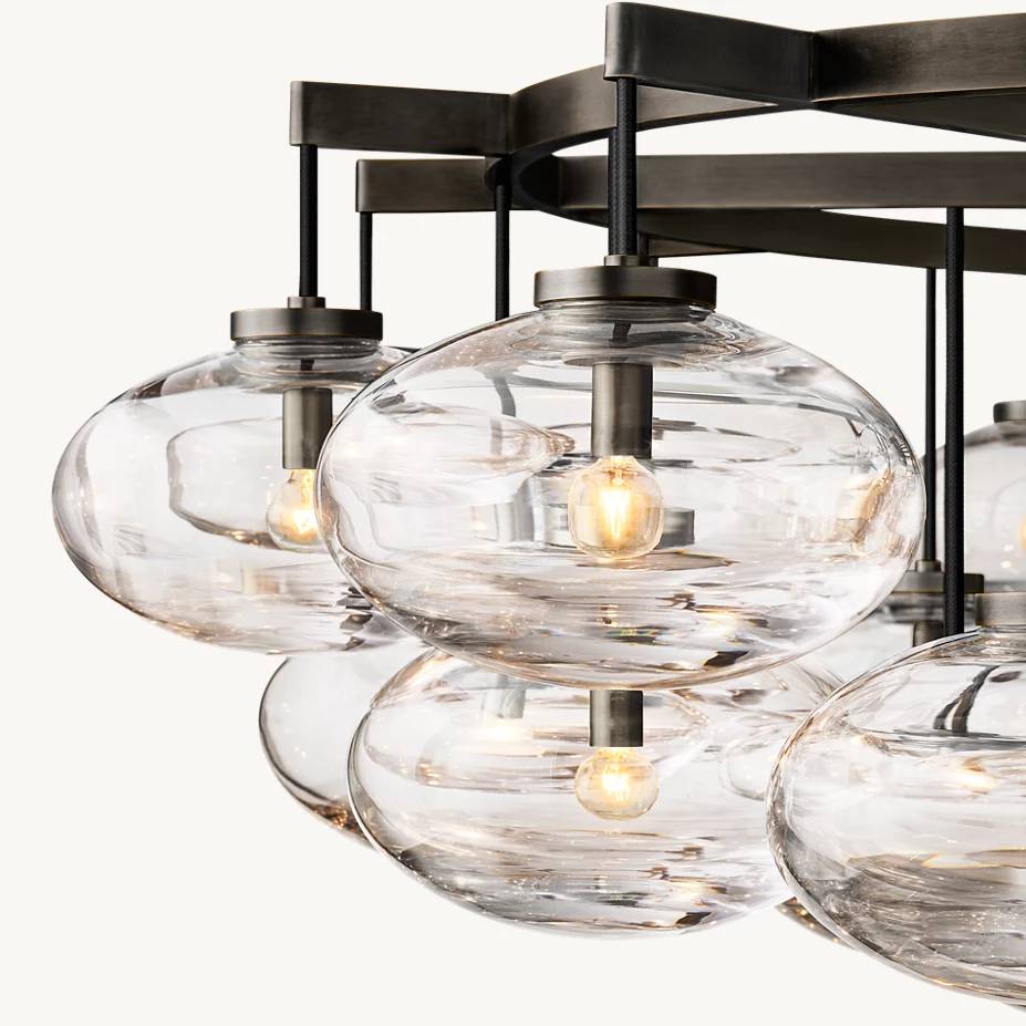 Cabrette Float Glass Round Chandelier 60"