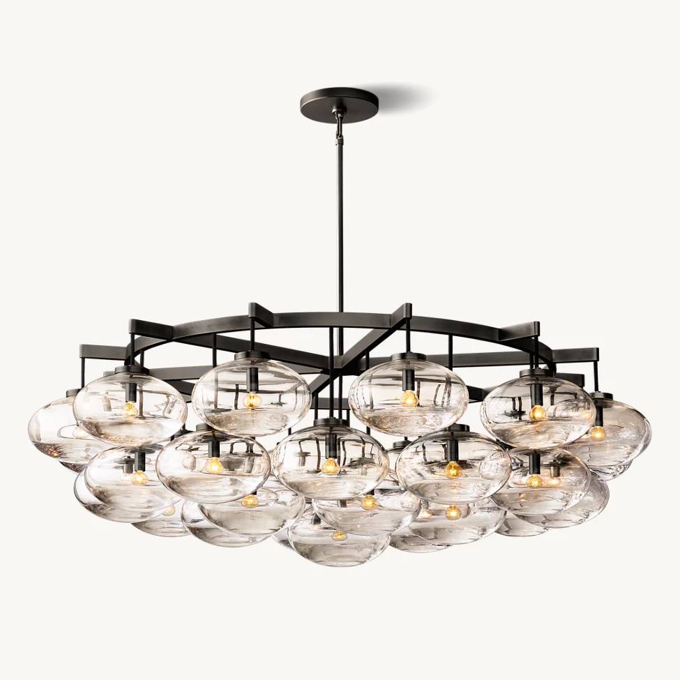 Cabrette Float Glass Round Chandelier 60"